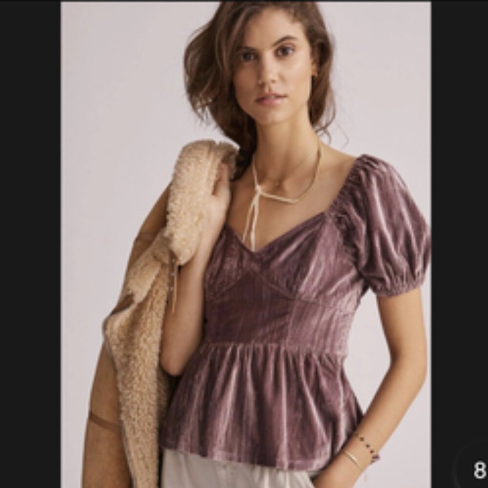 Anthropologie Porridge Velvet Blouse - Size S